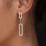 14k Gold Double Paperclip Diamond Drop Earrings