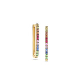 14k Rainbow Sapphire Stone Paperclip Earrings