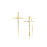 14k Baby Cross Stick Diamond Earrings