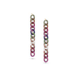 14k Rainbow Sapphire Stone Curb Chain Earrings