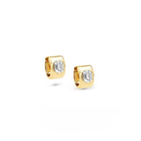 18k Illusion Diamond Thick Huggie Earrings