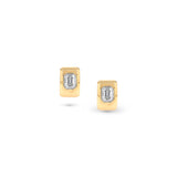 18k Illusion Diamond Thick Huggie Earrings