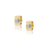 18k Illusion Diamond Huggie Earrings