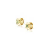 14k Mint Tourmaline Bezel Set Wide Huggie Earrings