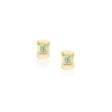 14k Mint Tourmaline Bezel Set Wide Huggie Earrings