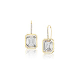 14k Crystal Quartz Bezel Set with Diamond French Hook Earrings