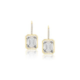 14k Crystal Quartz Bezel Set with Diamond French Hook Earrings