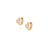 14k Bezel Set Diamond Huggie Earrings