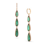 14k Green Tourmaline Tripple Drops on Diamond Huggie Earrings "One of a Kind"