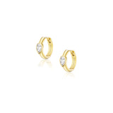 14k Crystal Teardrop Huggie Earrings