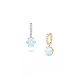 14K Sky Blue Topaz Drop on Diamond Huggie Earrings