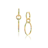 14k Rainbow Gemstone Oval Link Hoop Earrings