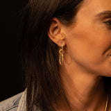 14k Rainbow Gemstone Oval Link Hoop Earrings
