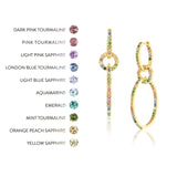 14k Rainbow Gemstone Oval Link Hoop Earrings
