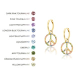 14k Rainbow Gemstone Peace Sign Earrings