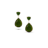 14K Yellow Gold Green Tourmaline Pear Drop Earrings - One of a Kind