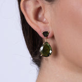 14K Yellow Gold Green Tourmaline Pear Drop Earrings - One of a Kind