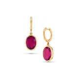 14k Pink Tourmaline Oval Drop Earrings on Huggies - One of a Kind