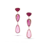 14k Pink Tourmaline & Diamond Drop Earrings - One of a Kind