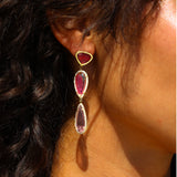 14k Pink Tourmaline & Diamond Drop Earrings - One of a Kind