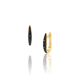14k Black Diamond Tapered Huggie Earrings