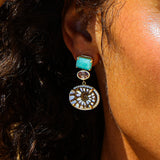 14k Ammonite, Amazonite & Brown Zircon Drop Earrings