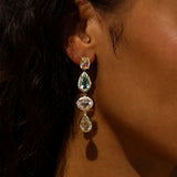 14k Morganite, Aquamarine & Brown Zircon Drop Earrings - One of a Kind