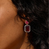 14k Pink Tourmaline Emerald Cut Drop Earrings - One of Kind