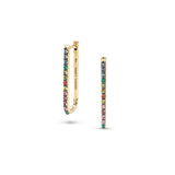 14k Rainbow Sapphire Stone Paperclip Earrings