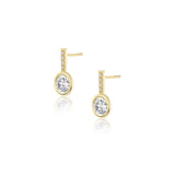 14k Round Crystal & Diamond Drop Earrings