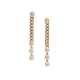 14K Gold Diamond Pebble Curb Chain Drop Earrings