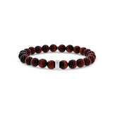 Mr. LOWE Men's Red Tigers Eye Bracelet with Silver Rondelle - 8mm