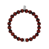 Mr. LOWE Men's Red Tigers Eye Bracelet with Silver Rondelle - 8mm