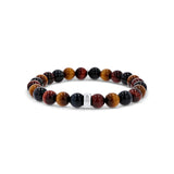 Mr. LOWE Men's Tri Color Tigers Eye Bracelet with Silver Rondelle - 8mm