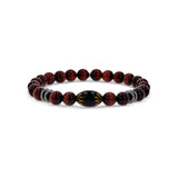 Mr. LOWE Men's Red Tigers Eye Bracelet with African Bead - 8mm