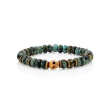 Mr. LOWE Men's African Turquoise with Carved Skull Bead - 8mm