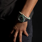 Men's Mr. LOWE African Turquoise Bracelet with Black Diamond Rondelles - 8mm