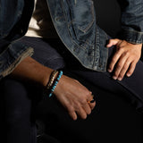 Men's Mr. LOWE Arizona Turquoise Bracelet with Black Diamond Rondelles