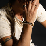 Men's Mr. LOWE Betel Nut and Lave Bracelet with Carved Skull Bead