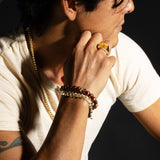 Men's Mr. LOWE Red Tiger's Eye Bracelet with 14k Gold Rondelle - 8mm