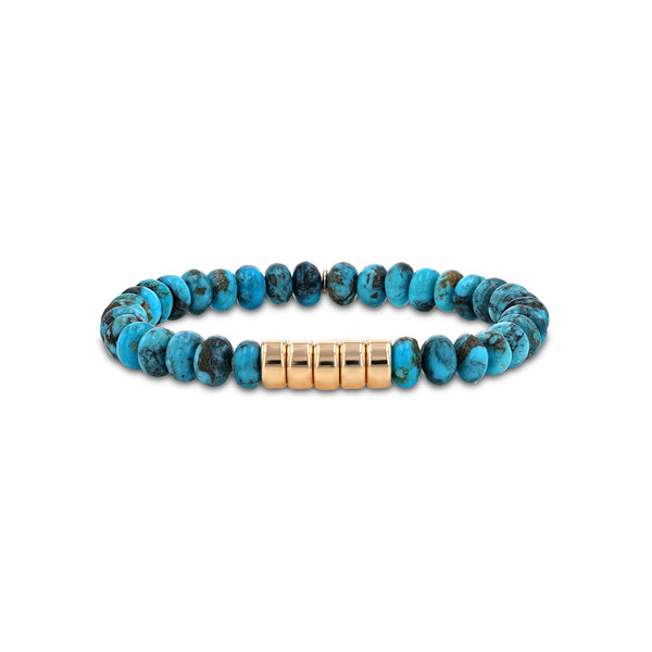 Men's Mr. LOWE Arizona Turquoise Bracelet with 14k Gold Rondelles
