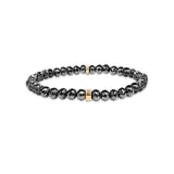 14k Mr. LOWE Men's Raw Black Diamond Tennis Bracelet with 14k Gold Rondelle