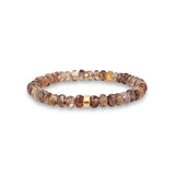 Men's Mr. LOWE Brown Zircon Beaded Bracelet with 14k Gold Rondelle - 7mm