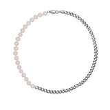 Mr. LOWE Pearl & Flat Curb Chain Necklace - 20"
