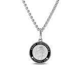 Mr. LOWE Men's St. Christopher with Black Enamel Pendant Chain Necklace - 24"