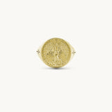 14k Guardian Angel Signet Ring