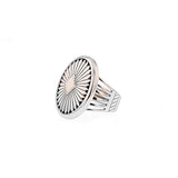 Mr. LOWE Silver Oval Ring with Diamond Shape Center