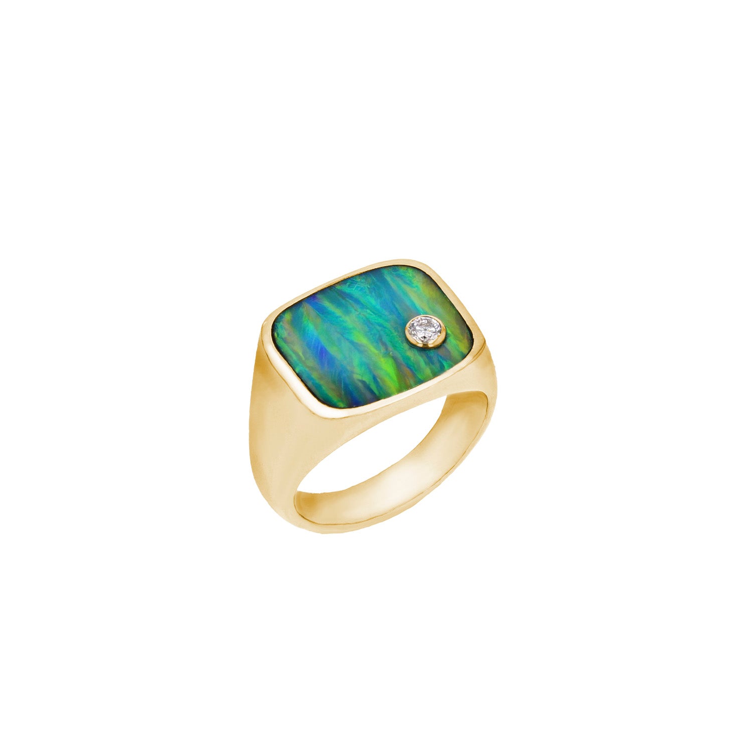 Mr. LOWE Men's 14k Opal Bond Ring with Diamond Bezel – Sheryl Lowe