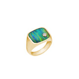 Mr. LOWE 14k Opal Bond Ring with Diamond Bezel