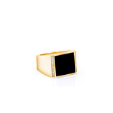 Mr. LOWE Men's Square Onyx with Diamond Side Borders Ring